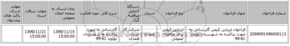 فراخوان ارزیابی کیفی گازرسانی به صورت پراکنده به شهرستان نهاوند 61-99