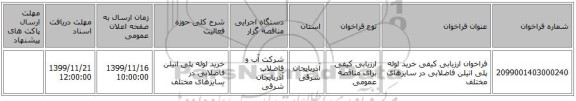 فراخوان ارزیابی کیفی خرید لوله پلی اتیلن فاضلابی در سایزهای مختلف