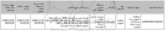 مناقصه عمومی یک مرحله ای نصب پایانه فروش
