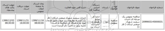 مناقصه عمومی یک مرحله ای احداث  سیلبند شهرک صنعتی اردکان ( فاز 1)