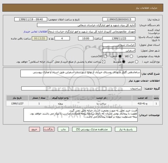 استعلام ساماندهی گلزار شهدای روستای خیرآباد از توابع شهرستان اسفراین طبق اسناد و مدارک پیوستی