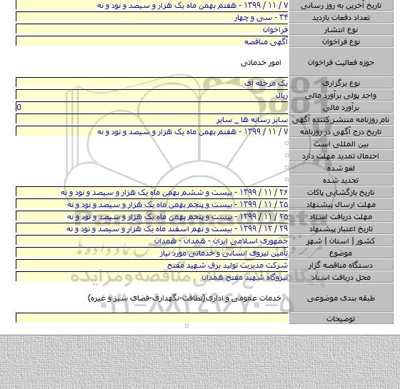 تأمین نیروی انسانی و خدماتی مورد نیاز