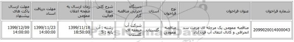 مناقصه عمومی یک مرحله ای مرمت سد انحرافی و کانال انتقال آب قرن آباد