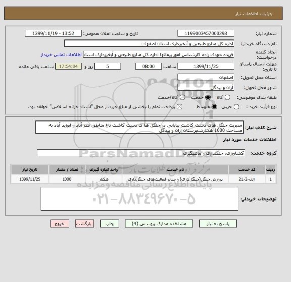 استعلام مدیریت جنگل های دست کاشت بیابانی در جنگل ها ی دست کاشت تاغ مناطق نصر آباد و ابوزید آباد به مساحت 1000 هکتارشهرستان آران و بیدگل