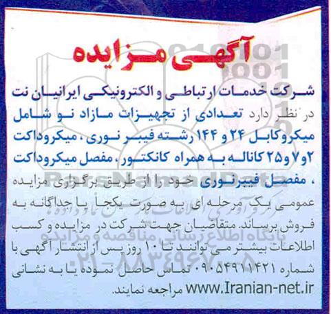 مزایده تعدادی از تجهیزات مازاد نو 