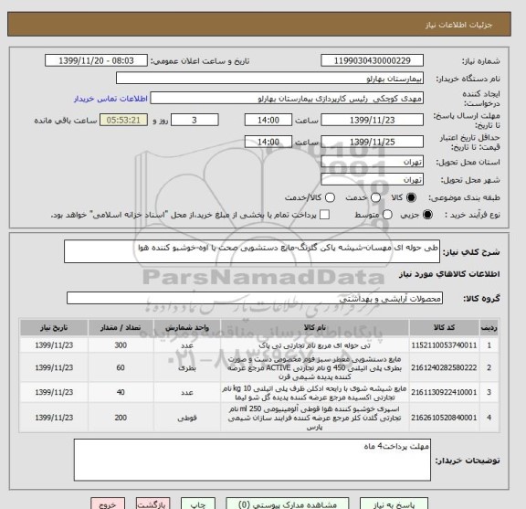 استعلام طی حوله ای مهسان-شیشه پاکن گلرنگ-مایع دستشویی صحت یا اوه-خوشبو کننده هوا