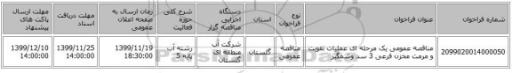 مناقصه عمومی یک مرحله ای عملیات تقویت و مرمت مخزن فرعی 3 سد وشمگیر