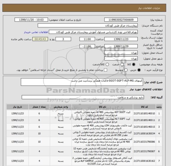 استعلام کیتهای SGOT-SGPT-ALP-MG-لاکتات همگی برندآدیت می باشد