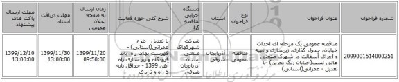 مناقصه عمومی یک مرحله ای احداث خیابان، جدول گذاری، زیرسازی و تهیه و اجرای آسفالت در شهرک صنعتی عالی نسب(خیابان رنگ بحرین) -با تعدیل - عمرانی(استانی)