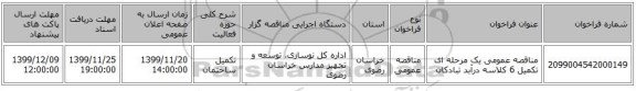 مناقصه عمومی یک مرحله ای تکمیل 6 کلاسه درآبد تبادکان