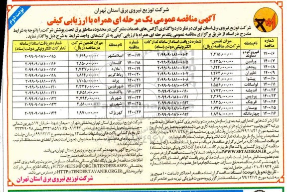 مناقصه ،مناقصه واگذاری آژانس های خدمات مشترکین در محدوده مناطق برق تحت پوشش شرکت - نوبت دوم