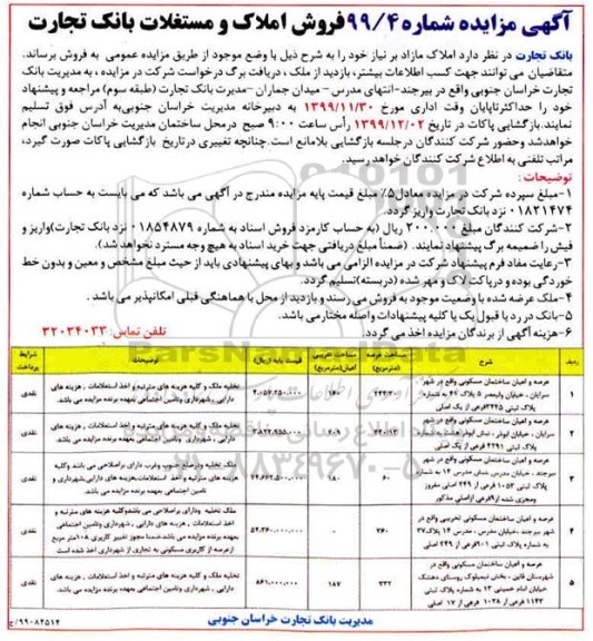 مزایده مزایده فروش املاک مازاد مسکونی