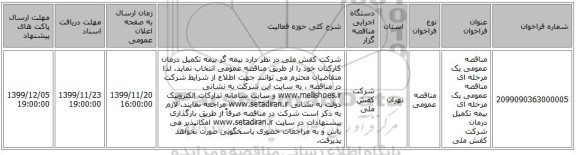 مناقصه عمومی یک مرحله ای مناقصه عمومی یک مرحله ای بیمه تکمیل درمان شرکت کفش ملی