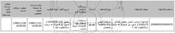 فراخوان ارزیابی کیفی تطویل کانال p3s2c15 از جنوب پل فناوری به سمت دریا(اولویت اول )