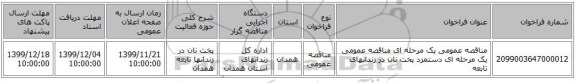 مناقصه عمومی یک مرحله ای مناقصه عمومی یک مرحله ای دستمزد پخت نان در زندانهای تابعه 