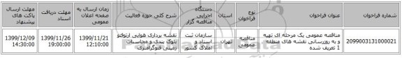 مناقصه عمومی یک مرحله ای تهیه و به روزرسانی نقشه های منطقه 1 تعریف شده