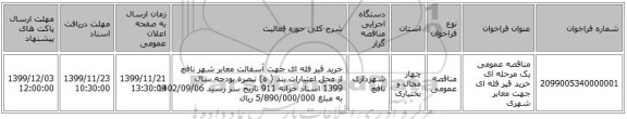 مناقصه عمومی یک مرحله ای خرید قیر فله ای  جهت معابر شهری 