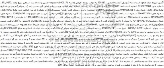 آگهی مزایده سواری پراید 