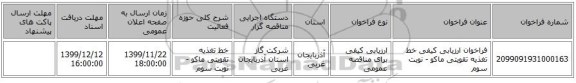 فراخوان ارزیابی کیفی خط تغذیه تقویتی ماکو - نوبت سوم