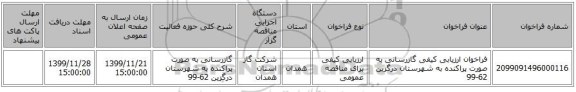 فراخوان ارزیابی کیفی گازرسانی به صورت پراکنده به شهرستان درگزین 62-99