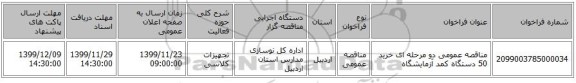 مناقصه عمومی دو مرحله ای خرید 50 دستگاه کمد آزمایشگاه