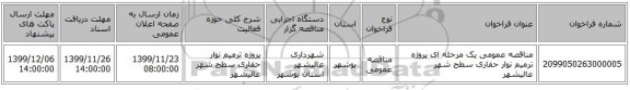 مناقصه عمومی یک مرحله ای پروژه ترمیم نوار حفاری سطح شهر عالیشهر