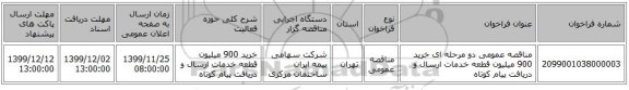 مناقصه عمومی دو مرحله ای خرید 900 میلیون قطعه خدمات ارسال و دریافت پیام کوتاه 