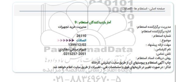 استعلام، استعلام اتصالات 