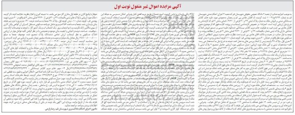 مزایده،مزایده فروش املاک مشاعی 29 و 30 فرعی نوبت اول