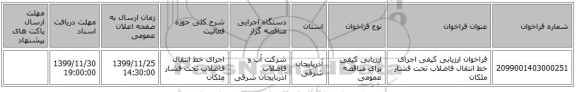 فراخوان ارزیابی کیفی اجرای خط انتقال فاضلاب تحت فشار ملکان