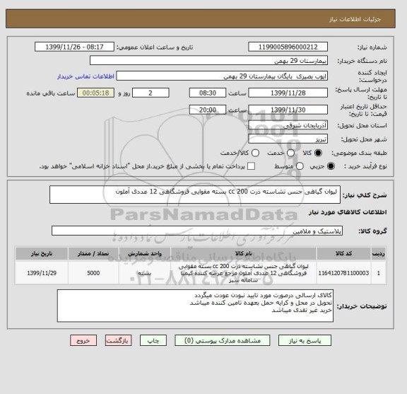 استعلام  لیوان گیاهی جنس نشاسته ذرت 200 cc بسته مقوایی فروشگاهی 12 عددی آملون