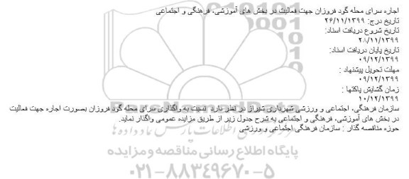 مزایده اجاره سرای محله گود فروزان
