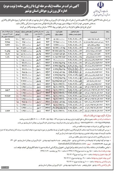 مناقصه سالن سقف کوتاه ... نوبت دوم 