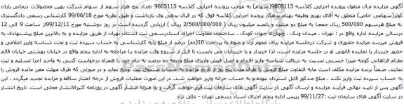 آگهی مزایده سهام 