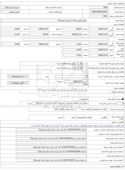 مزایده فروش املاک شهرداری کبودراهنگ
