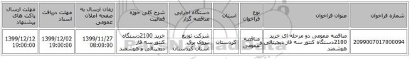مناقصه عمومی دو مرحله ای خرید 2100دستگاه کنتور سه فاز دیجیتالی و هوشمند