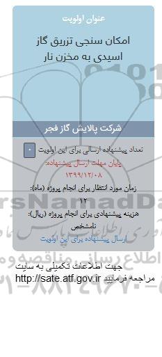 فراخوان، فراخوان امکان سنجی تزریق گاز اسیدی به مخزن نار