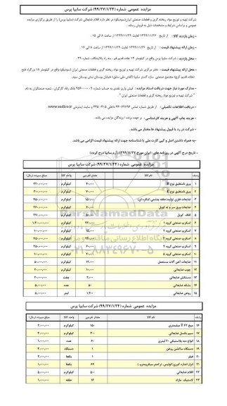 مزایده، مزایده عمومی اقلام ضایعاتی