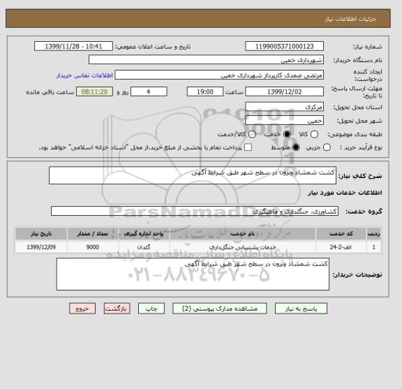 استعلام کشت شمشاد وترون در سطح شهر طبق شرایط آگهی 