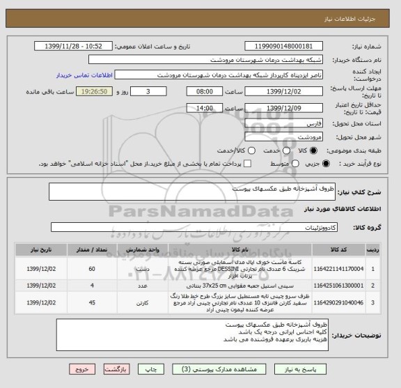 استعلام ظروف آشپزخانه طبق عکسهای پیوست