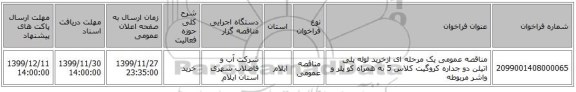 مناقصه عمومی یک مرحله ای ازخرید لوله پلی اتیلن دو جداره کروگیت کلاس 5 به همراه کو پلر و واشر مربوطه 