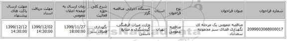 مناقصه عمومی یک مرحله ای نگهداری فضای سبز مجموعه سعدآباد