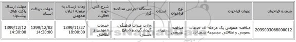 مناقصه عمومی یک مرحله ای خدمات عمومی و نظافتی مجموعه سعدآباد