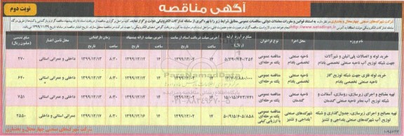 مناقصه خرید لوله و اتصالات پلی اتیلن و شیرآلات جهت شبکه... نوبت دوم