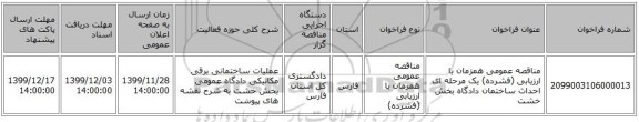 مناقصه عمومی همزمان با ارزیابی (فشرده) یک مرحله ای احداث ساختمان دادگاه بخش خشت 