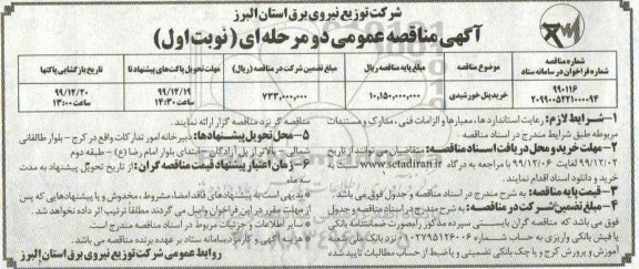 مناقصه، مناقصه خرید پنل خورشیدی