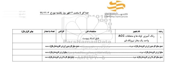 استعلام رنگ آمیزی لوله ها و متعلقات  ACC 