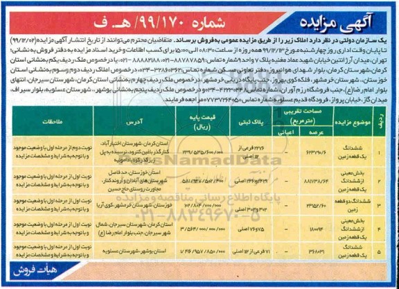 مزایده،مزایده فروش املاک زمین