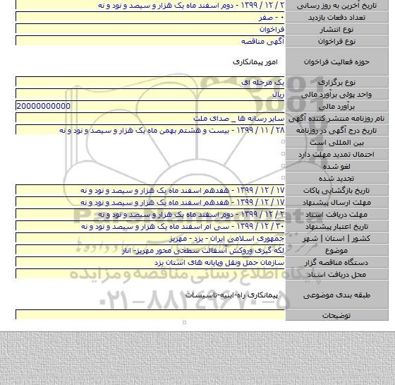 لکه گیری وروکش  آسفالت سطحی محور مهریز- انار
