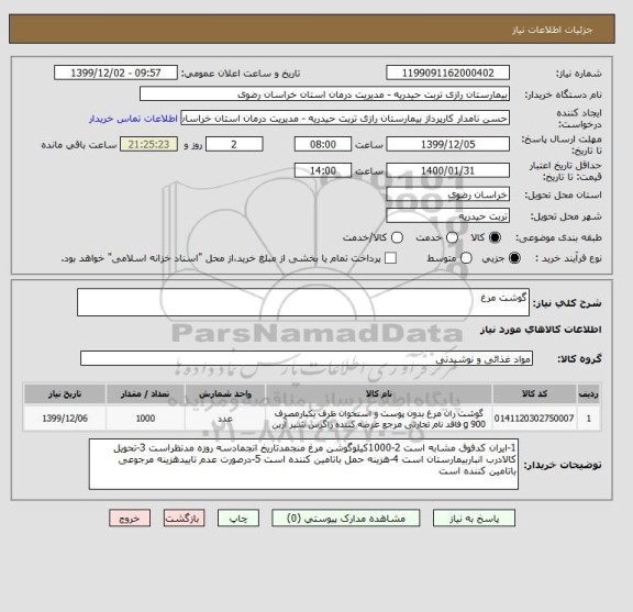 استعلام گوشت مرغ